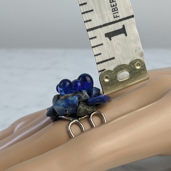 BLUE STONE Nugget Cluster Adjustable Ring - Picture 11 of 12